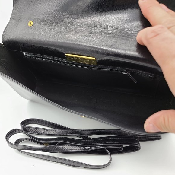 Charles Jourdan Vintage Black Leather Purse Clutch - Picture 5 of 10